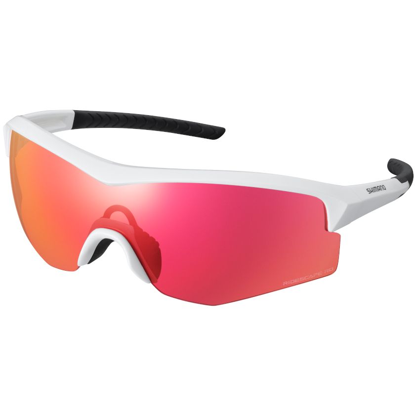 Shimano Spark Sunglasses Metallic White w/ Red Ridescape Road Lens ...